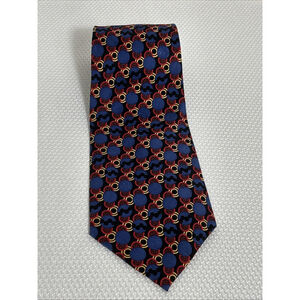 Nicole Miller 1999 Men’s Silk Tie Art Deco Pattern Blue Red Gold Colors